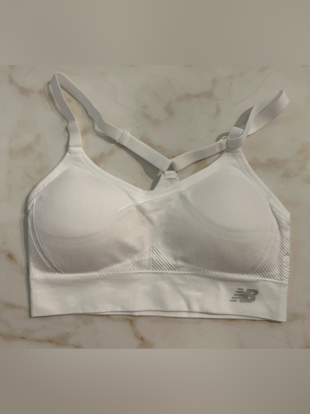 New Balance White Padded Seamless Sports Bra